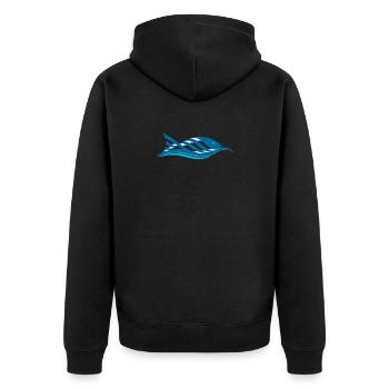 Fisch mitWellen Design Fish with Waves Design - Unisex Premium Organic Zip Hoodie - black - Back - Nico (187cm)