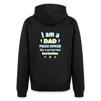 Je suis un papa policier, cadeau fête des pères - Veste à capuche bio Premium Unisexe - noir - Dos - Nico (187cm)
