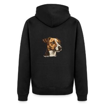 Jack Russel Terrier Hund Portrait - Unisex Premium Bio Zip Hoodie - Schwarz - Hinten - Nico (187cm)