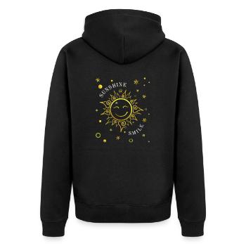 Laughing Sun - Unisex Premium Organic Zip Hoodie - black - Back - Nico (187cm)