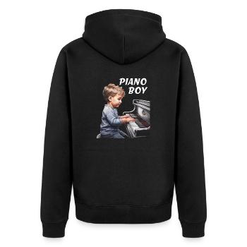 PIANO BOY - Unisex Premium Organic Zip Hoodie - black - Back - Nico (187cm)