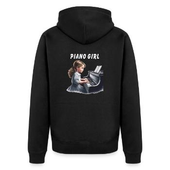 PIANO GIRL - Unisex Premium Organic Zip Hoodie - black - Back - Nico (187cm)