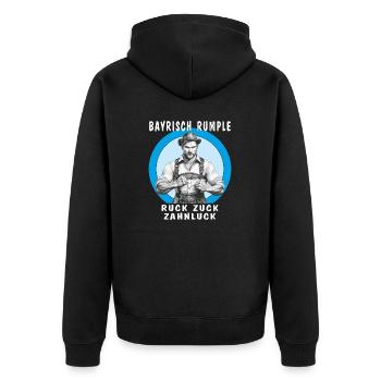 MAN BAVARIAN RUMBLE IN NO TIME AT ALL TOOTH GAP - Unisex Premium Organic Zip Hoodie - black - Back - Nico (187cm)