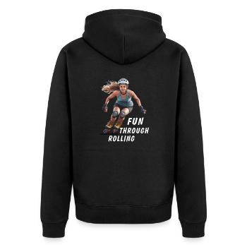 WOMAN ROLLER SKATES FUN THROUGH ROLLING - Unisex Premium Organic Zip Hoodie - black - Back - Nico (187cm)