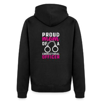 Justizvollzugsbeamter Mutter Strafverfolgung Dünn - Unisex Premium Bio Zip Hoodie - Schwarz - Hinten - Nico (187cm)