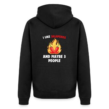 I Like Jalapenos And Maybe 3 People Funny Jalapeño - Unisex Premium Bio Zip Hoodie - Schwarz - Hinten - Nico (187cm)
