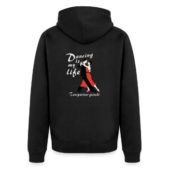 Dancing is my life Tanzpartner - Unisex Premium Bio Zip Hoodie - Schwarz - Hinten - Nico (187cm)
