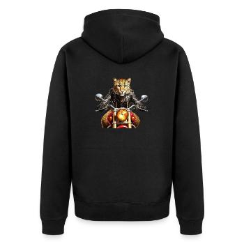 MOTORRAD LEOPARD - Unisex Premium Bio Zip Hoodie - Schwarz - Hinten - Nico (187cm)