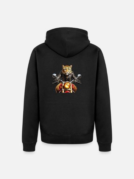 MOTORRAD LEOPARD - Unisex Premium Bio Zip Hoodie - Schwarz