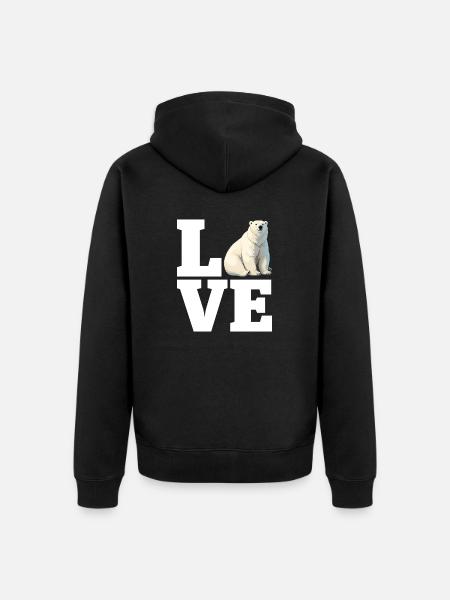 Liebe Lustig Eisbär Weiß Meeressäuger Arktis - Unisex Premium Bio Zip Hoodie - Schwarz