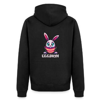 Eggimon - Osterhase - Osterei - Geschenk - Unisex Premium Bio Zip Hoodie - Schwarz - Hinten - Nico (187cm)