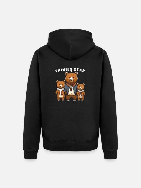BEARS FAMILY BEAR - Unisex Premium Organic Zip Hoodie - black