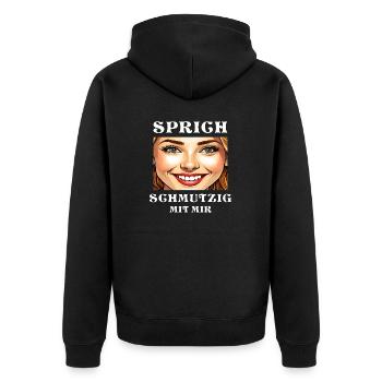 LA FEMME SOURIT, ME PARLE SALE - Veste à capuche bio Premium Unisexe - noir - Dos - Nico (187cm)