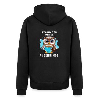 OWL STATE OF AFFAIRS DARK CIRCLES - Unisex Premium Organic Zip Hoodie - black - Back - Nico (187cm)