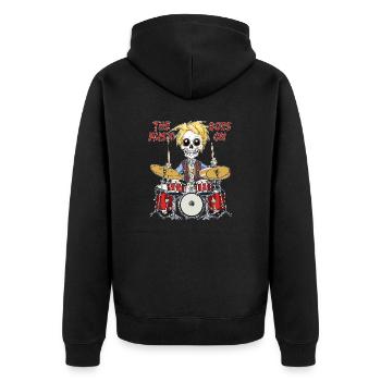 TAMBOURS SQUELETTES LA MUSIQUE CONTINUE - Veste à capuche bio Premium Unisexe - noir - Dos - Nico (187cm)