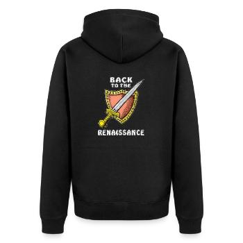 MIDDLE AGES BACK TO THE RENAISSANCE - Unisex Premium Organic Zip Hoodie - black - Back - Nico (187cm)