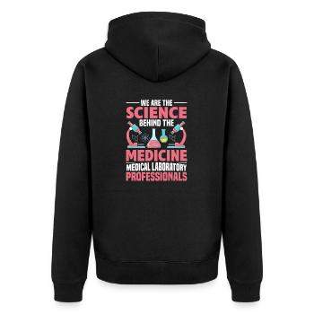 Die Wissenschaft Hinter Der Medizin Lustig Medizinisch - Unisex Premium Bio Zip Hoodie - Schwarz - Hinten - Nico (187cm)