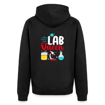 Lab Queen Labortechnikerin MLS CLS Lustig - Unisex Premium Bio Zip Hoodie - Schwarz - Hinten - Nico (187cm)