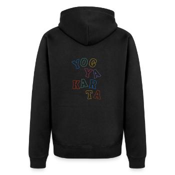 Yogyakarta Indonesia - Unisex Premium Organic Zip Hoodie - black - Back - Nico (187cm)