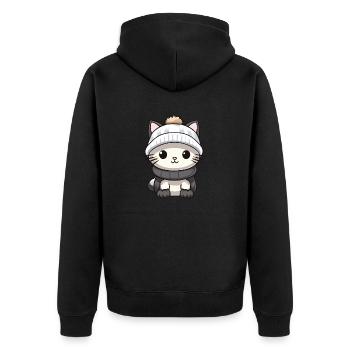 Chat Hiver Animal Bébé Bande Dessinée - Veste à capuche bio Premium Unisexe - noir - Dos - Nico (187cm)