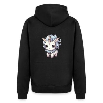 Unicorn Winter Animal Baby Comic - Unisex Premium Organic Zip Hoodie - black - Back - Nico (187cm)