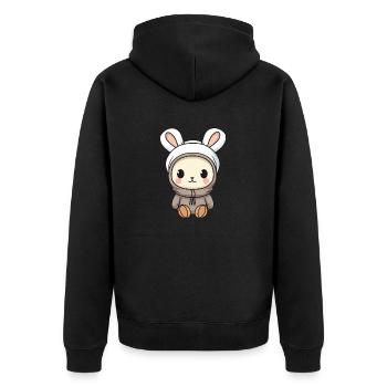 Bunny Winter Animal Baby Comic - Unisex Premium Organic Zip Hoodie - black - Back - Nico (187cm)
