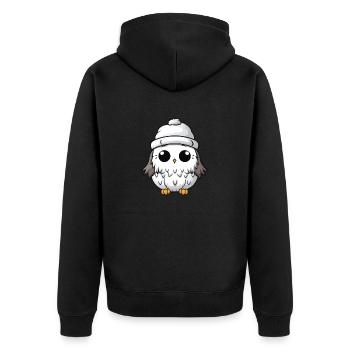 hibou hiver animal bébé bande dessinée - Veste à capuche bio Premium Unisexe - noir - Dos - Nico (187cm)