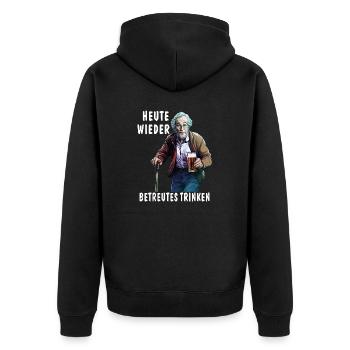 MAN TODAY AGAIN SUPERVISED DRINKING - Unisex Premium Organic Zip Hoodie - black - Back - Nico (187cm)