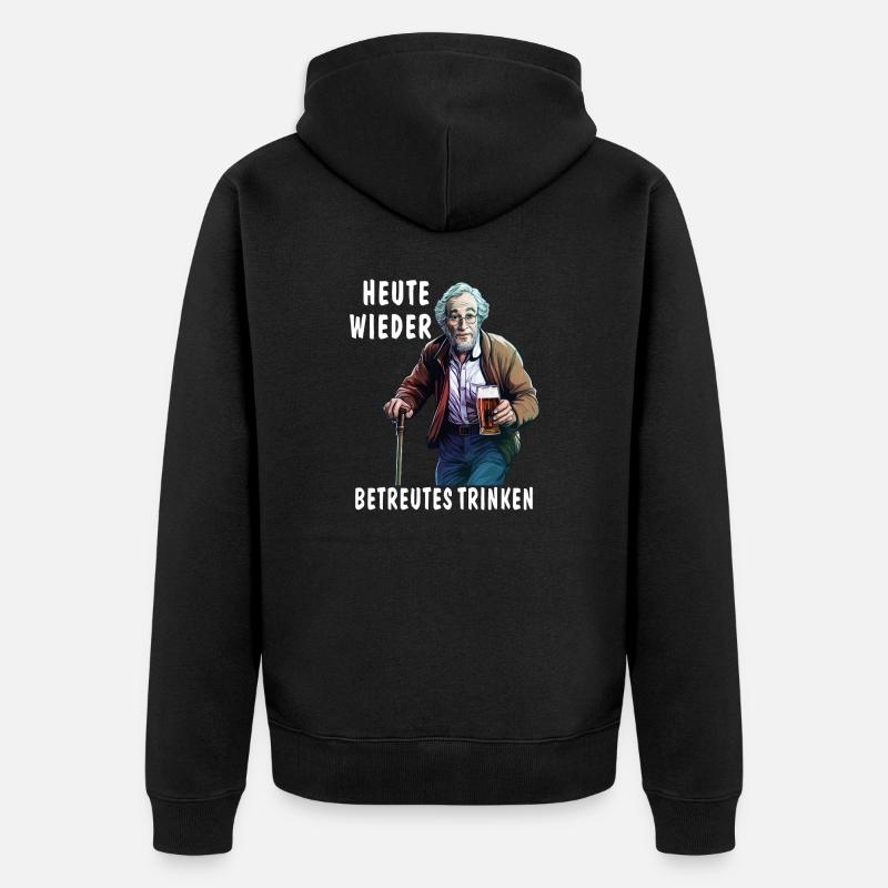 MAN TODAY AGAIN SUPERVISED DRINKING - Unisex Premium Organic Zip Hoodie - black