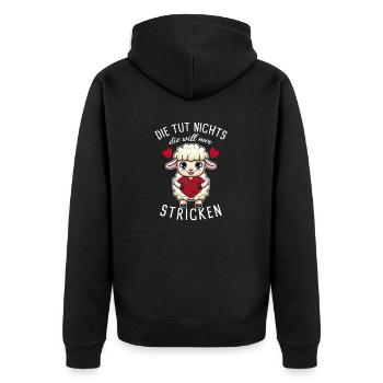 Stricknadel Die Tut Nichts Die Will Nur Stricken - Unisex Premium Bio Zip Hoodie - Schwarz - Hinten - Nico (187cm)