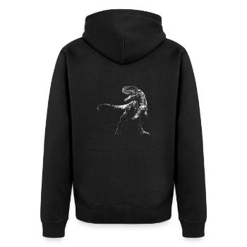 Trex Tyrannosaurus Rex T-Rex Dino Dinosaurier - Unisex Premium Bio Zip Hoodie - Schwarz - Hinten - Nico (187cm)