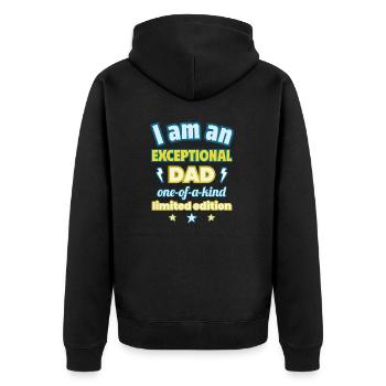 Außergewöhnlicher Papa, Vatertagsgeschenk - Unisex Premium Bio Zip Hoodie - Schwarz - Hinten - Nico (187cm)