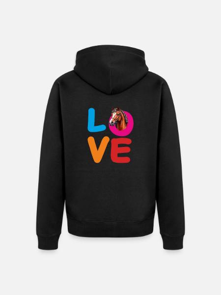 LOVE HORSE - Unisex Premium Organic Zip Hoodie - black