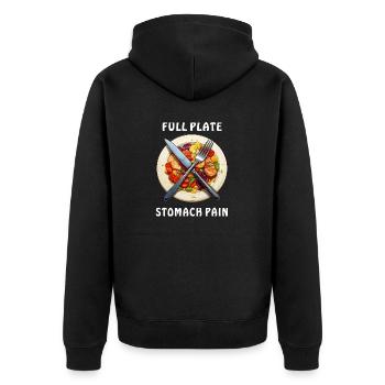 SPEISETELLER FULL PLATE STOMACH PAIN - Unisex Premium Bio Zip Hoodie - Schwarz - Hinten - Nico (187cm)