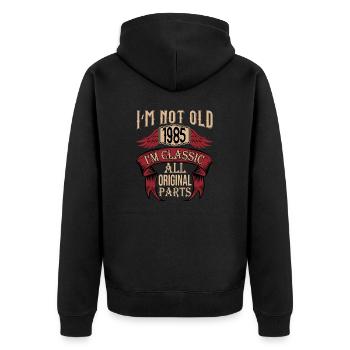 not old classic haha witzig fu - Unisex Premium Organic Zip Hoodie - black - Back - Nico (187cm)