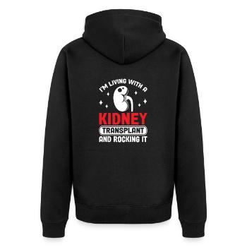 Nierentransplantation Organspender Nierenoperation - Unisex Premium Bio Zip Hoodie - Schwarz - Hinten - Nico (187cm)