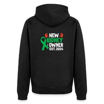 Nouveau propriétaire de rein EST 2024 Greffe de rein amusante - Veste à capuche bio Premium Unisexe - noir - Dos - Nico (187cm)