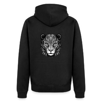 Gepard Portrait - Unisex Premium Bio Zip Hoodie - Schwarz - Hinten - Nico (187cm)