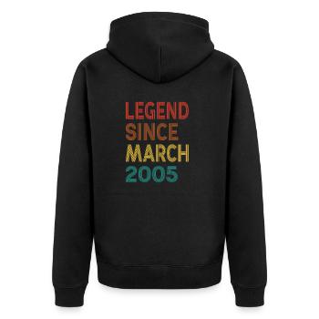 Vintage Legend Since March 2005, 20th birthday - Unisex Premium Organic Zip Hoodie - black - Back - Nico (187cm)