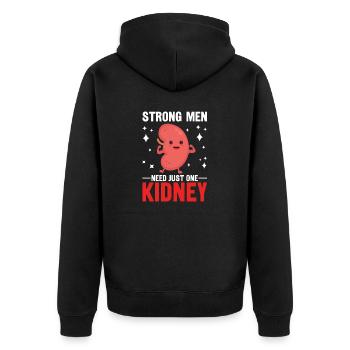 Lustige Niere Krebs Bewusstsein Grünes Band Niere - Unisex Premium Bio Zip Hoodie - Schwarz - Hinten - Nico (187cm)