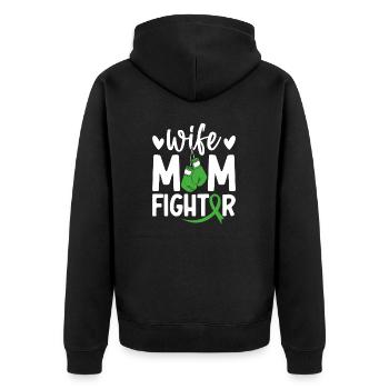 Épouse Maman Combattante Ruban vert Cancer du rein - Veste à capuche bio Premium Unisexe - noir - Dos - Nico (187cm)
