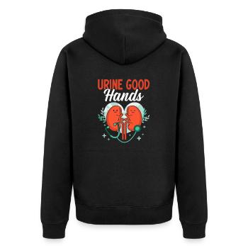 Urin Gute Hände Lustig Dialyse Nephrologie Niere - Unisex Premium Bio Zip Hoodie - Schwarz - Hinten - Nico (187cm)