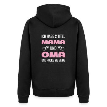 ZWEI TITEL OH MEIN GOTT - Unisex Premium Bio Zip Hoodie - Schwarz - Hinten - Nico (187cm)
