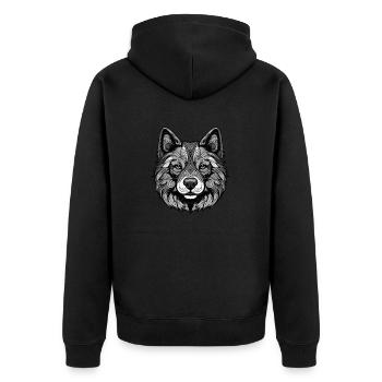 Akita Hund Portrait - Unisex Premium Bio Zip Hoodie - Schwarz - Hinten - Nico (187cm)