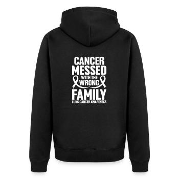 Le cancer a joué avec la mauvaise famille Ruban blanc - Veste à capuche bio Premium Unisexe - noir - Dos - Nico (187cm)