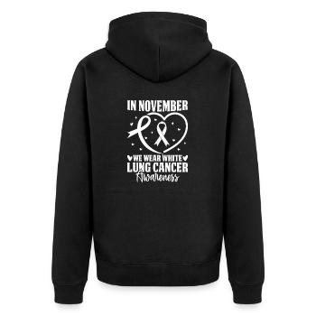 En novembre, nous portons un ruban blanc Cancer du poumon - Veste à capuche bio Premium Unisexe - noir - Dos - Nico (187cm)