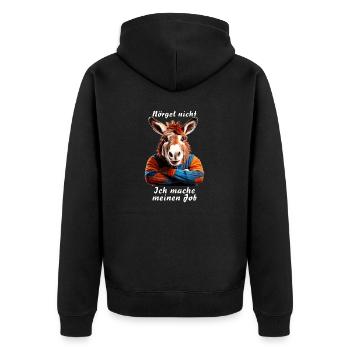 Nörgel nicht Ich mache meinen Job - Unisex Premium Bio Zip Hoodie - Schwarz - Hinten - Nico (187cm)