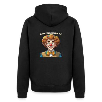 CLOWN HAPPY TIMES WITH ME - Unisex Premium Organic Zip Hoodie - black - Back - Nico (187cm)