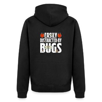 Easily Distracted By Bugs Entomology Funny Bugs - Unisex Premium Organic Zip Hoodie - black - Back - Nico (187cm)