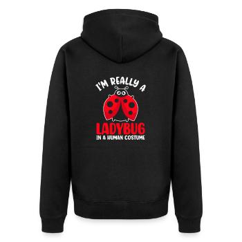 Funny Ladybug Coccinellidae Small Beetles - Unisex Premium Organic Zip Hoodie - black - Back - Nico (187cm)